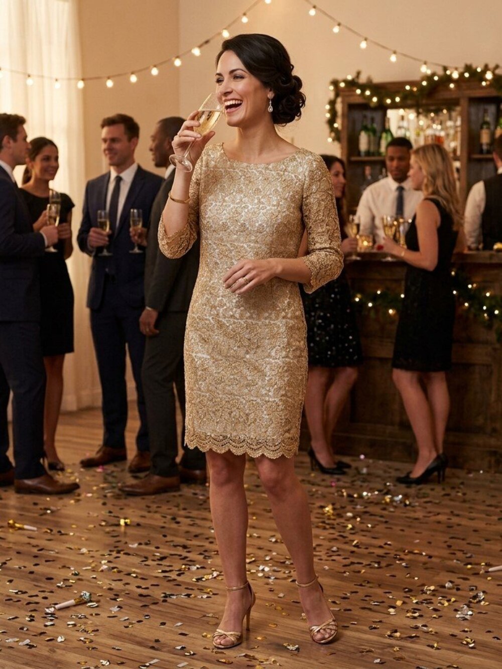 Milly of New York Gold Lace Liana Dress Size 2